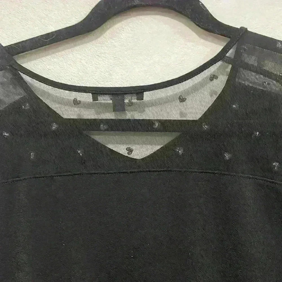 Adrianna Papell Women's Blouse Top Stretch Long Sleeve with hearts Black Size M - Picture 7 of 7